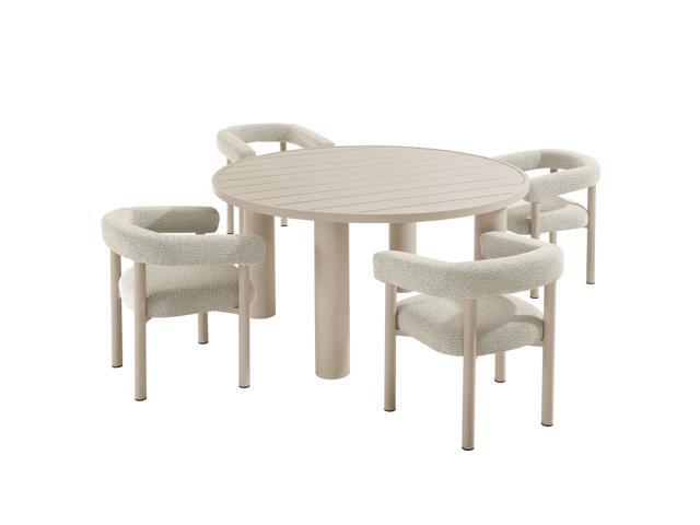 Nautica 5-Piece Round Outdoor Patio Aluminum Dining Table and Chairs Set