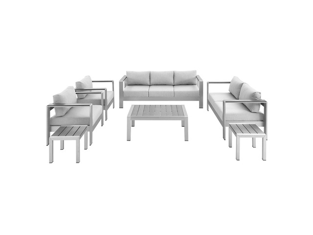 Shore 7 Piece Sunbrella Fabric Outdoor Patio Aluminum Set by Modway