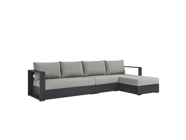 Tahoe 3-Piece Outdoor Patio Powder-Coated Aluminum Right-Facing Chaise Sectional Sofa Set by Modway