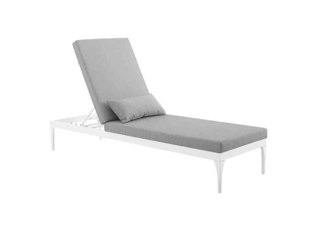 Perspective Cushion Outdoor Patio Chaise Lounge Chair White Gray