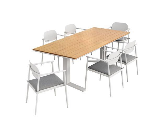 Aeris 7-Piece Outdoor Patio Aluminum Dining Set by Modway EEI-7441 with Table and Chairs