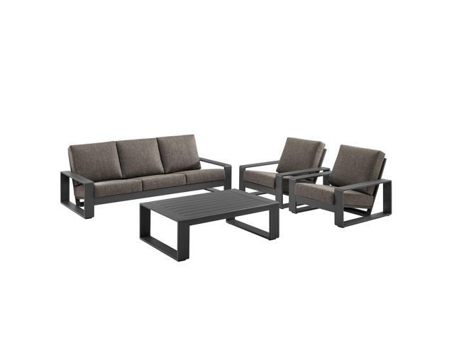 Lirienne 4-Piece Outdoor Patio Aluminum Furniture Set by Modway, Modern Design