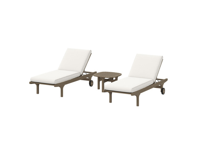 Saratoga Outdoor Patio Teak Wood 3-Piece Chaise Lounge Furniture Set by Modway