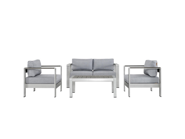 Shore 4 Piece Outdoor Patio Aluminum Sectional Sofa Set by Modway