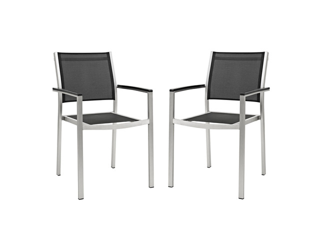 Shore Dining Chair Outdoor Patio Aluminum Set of 2