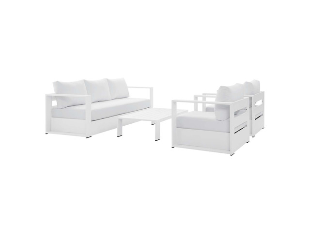 Tahoe Outdoor Patio Powder-Coated Aluminum 4-Piece Set Gray Gray EEI-5749-GRY-GRY
