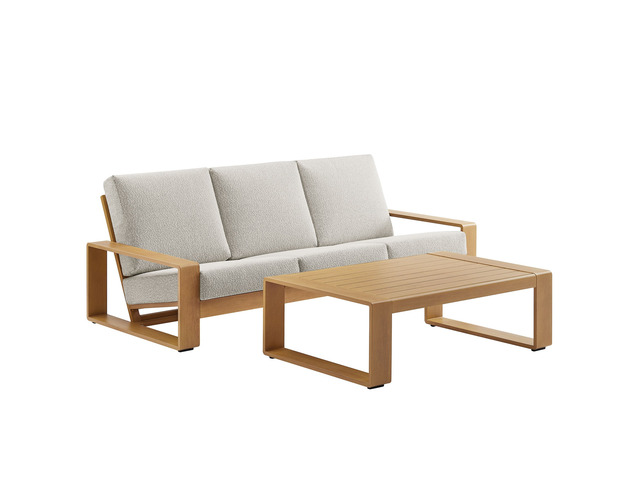 Lirienne 2-Piece Outdoor Patio Aluminum Faux Wood Furniture Set