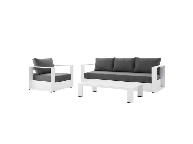 Tahoe Outdoor Patio Powder-Coated Aluminum 3-Piece Set Gray Charcoal EEI-5748-GRY-CHA