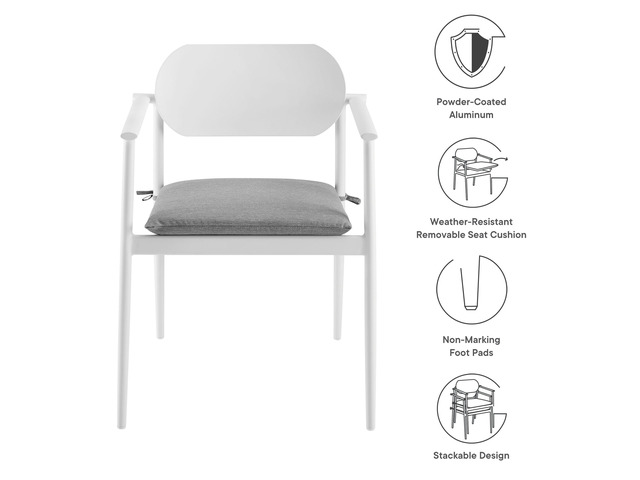 Aeris Stackable Outdoor Patio Aluminum Dining Armchair Set of 2