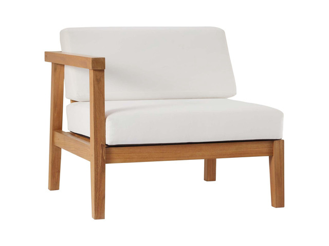 Bayport Outdoor Patio Teak Wood Left-Arm Chair Natural White