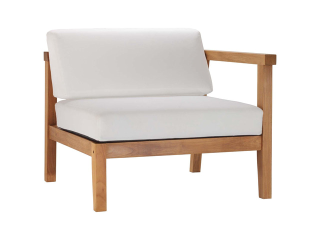 Bayport Outdoor Patio Teak Wood Right-Arm Chair Natural White