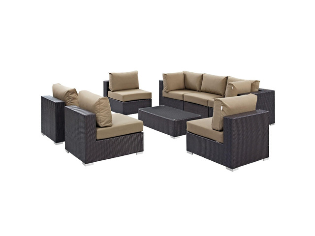 Convene 8 Piece Outdoor Patio Sectional Set Espresso