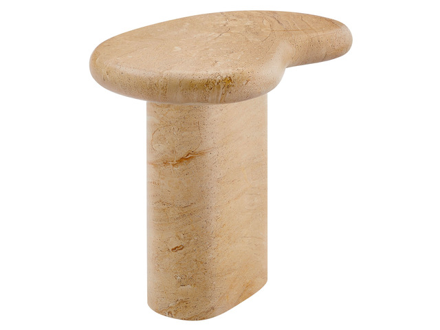 Elowen Indoor - Outdoor Patio Textured Faux Travertine Side Table