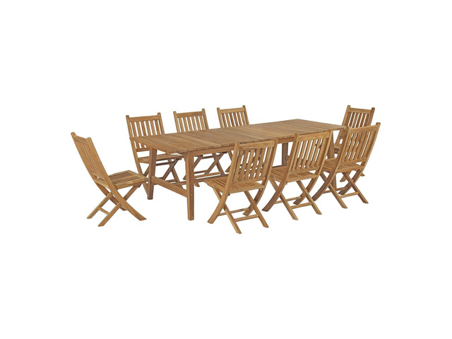 Marina 9 Piece Outdoor Patio Teak Dining Set