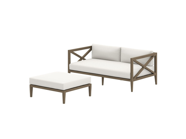 Northlake Outdoor Patio Teak Wood Loveseat and Ottoman Set by Modway