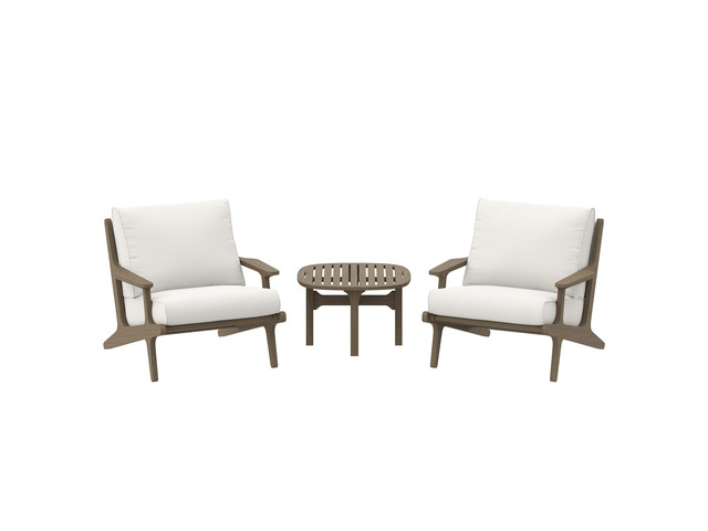 Saratoga 3-Piece Outdoor Patio Teak Wood Furniture Set with Lounge Chairs and Side Table by Modway