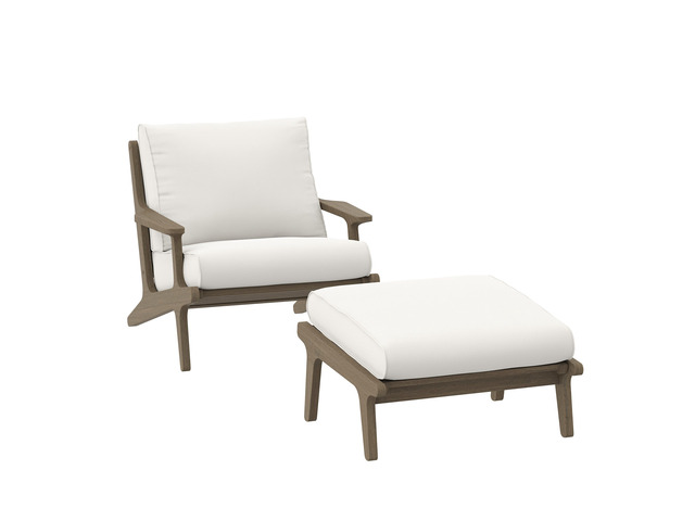 Saratoga Outdoor Patio Teak Wood Chair and Ottoman Set by Modway