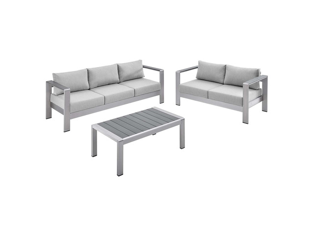 Shore 3 Piece Sunbrella Fabric Outdoor Patio Aluminum Set by Modway
