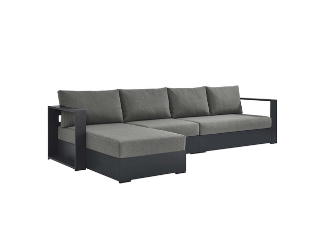 Tahoe 3-Piece Outdoor Patio Powder-Coated Aluminum Left-Facing Chaise Sectional Sofa Set by Modway