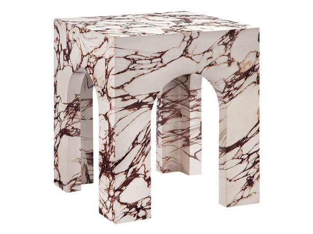 Valen Square Indoor - Outdoor Patio Arched Concrete Side Table
