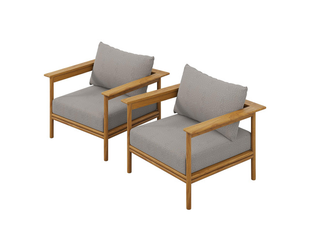 Wren Outdoor Patio Teak Wood Armchair Set of 2 by Modway
