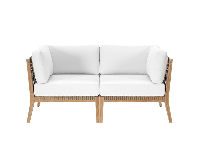 Clearwater Outdoor Patio Teak Wood Loveseat Gray Graphite EEI-6119-GRY-GPH