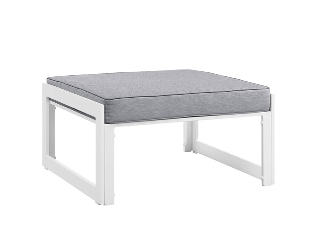 Fortuna Outdoor Patio Ottoman White Gray