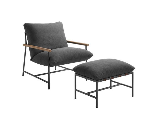 Raya Outdoor Patio Boucle Lounge Chair and Ottoman by Modway