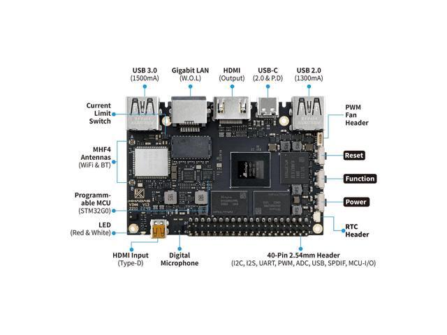 Khadas Single Board Computer VIM4 Amlogic A311D2 with 3.2 Tops NPU with 4K UI & 4K @60fps HDMI in, 4 Display Interfaces, LAN WiFi 6 & Bluetooth...