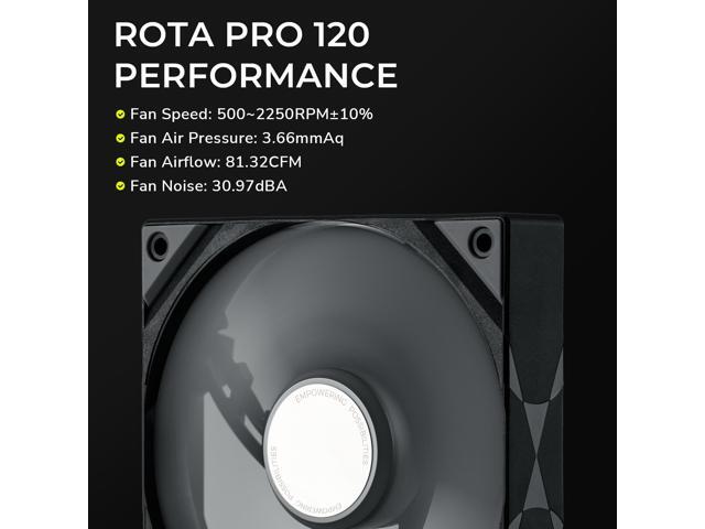 Open Box - TRYX ROTA PRO 120 120mm Case Fan 4-Pin PWM LCP Material FDB Case Fan 2250RPM with 81.32CFM Airflow High-Performance Quiet PC Case Fan