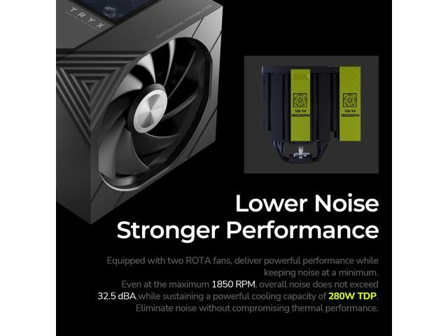 TRYX TURRIS 620 CPU Air Cooler 5.0' IPS Customizable Screen 280w TDP Reflow Soldering Dual Tower CPU Cooler with Display Powered by KANALI...