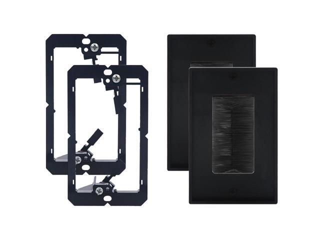 VCELINK Brush Wall Plate with Bracket, Cable Pass Through Insert with UL Listed Single Gang Decorator Wall Cover for Low Voltage Cables, Cord Hider...