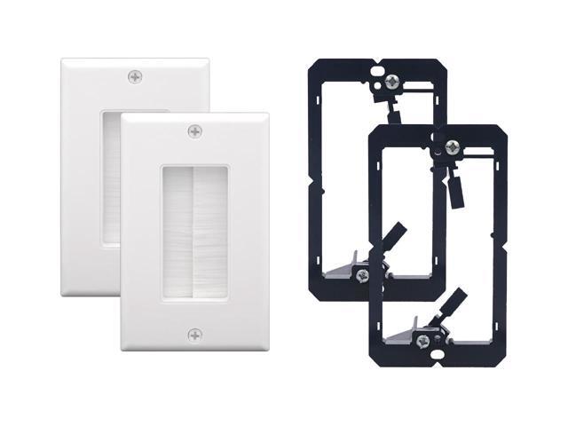 VCELINK Brush Wall Plate with Bracket, Cable Pass Through Insert with UL Listed Single Gang Decorator Wall Cover for Low Voltage Cables, Cord Hider...