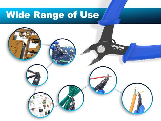 VCELINK Small Wire Cutter Spring-loaded GJ706BL, Precision Flush Cutter Pliers Diagonal Cutters for Electronics, Jewelry Making, Model Craft and 3D...