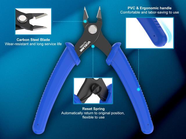 VCELINK Small Wire Cutter Spring-loaded GJ706BL, Precision Flush Cutter Pliers Diagonal Cutters for Electronics, Jewelry Making, Model Craft and 3D...