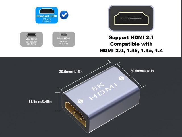 VCELINK HDMI Coupler 8K, HDMI 2.1 Female to Female Connector HDMI Extension Adapter, Support 8K@60Hz / 4K@120Hz 120UHD, 7680 * 4320 Resolution, 3D,...