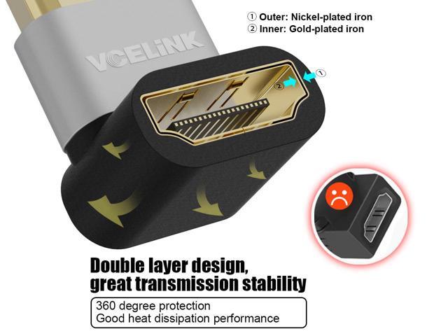 VCELINK 8K@60Hz HDMI Right Angle Adapter, 90 Degree and 270 Degree HDMI Adapter Male to Female, HDMI 2.1 Cable Adapter with 4K@120Hz, HDR, eARC for...