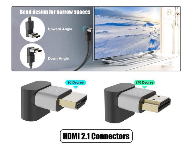 VCELINK 8K@60Hz HDMI Right Angle Adapter, 90 Degree and 270 Degree HDMI Adapter Male to Female, HDMI 2.1 Cable Adapter with 4K@120Hz, HDR, eARC for...