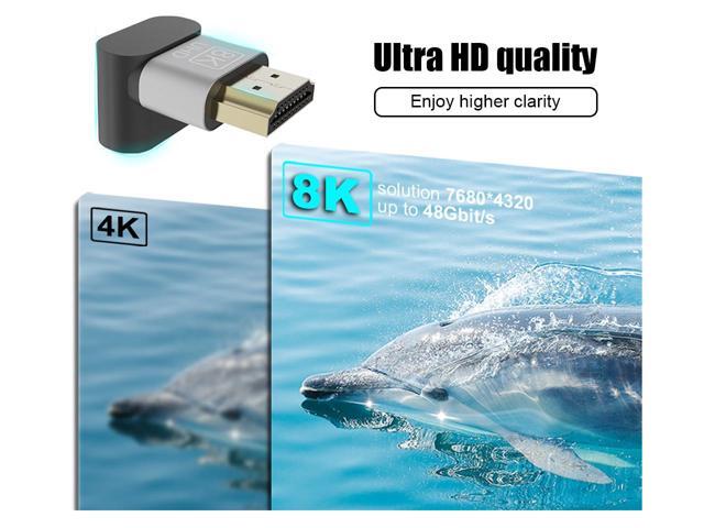 VCELINK 8K@60Hz HDMI Right Angle Adapter, 90 Degree and 270 Degree HDMI Adapter Male to Female, HDMI 2.1 Cable Adapter with 4K@120Hz, HDR, eARC for...