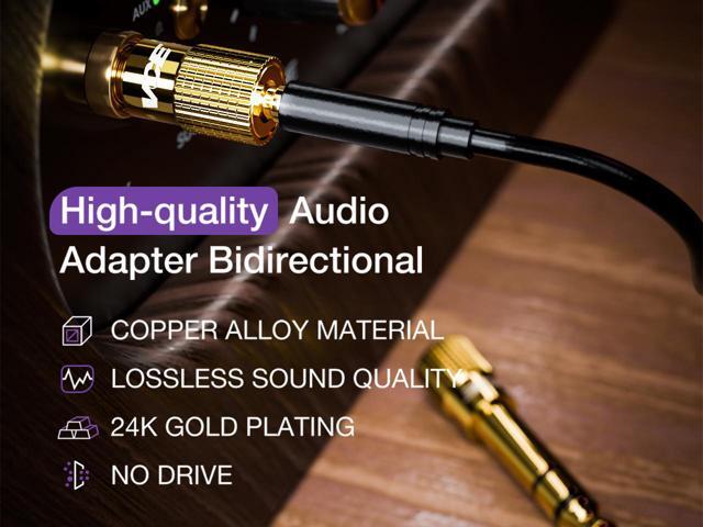 VCELINK 6.35mm (1/4 inch) Male to 3.5mm (1/8 inch) Female Stereo Audio Jack Adapter for Aux Cable, Guitar Amplifier, Headphone, 2 Pack