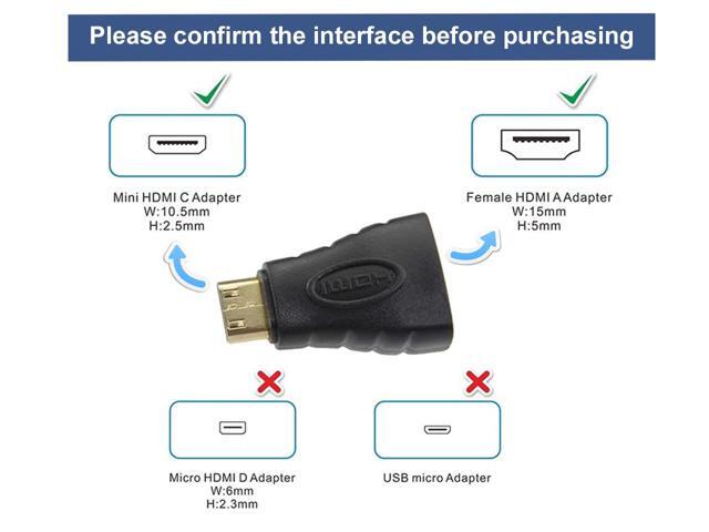 VCELINK HDMI Adapter 2-Pack, Mini HDMI to HDMI, 4K Support, Gold Plated, Compatible with Raspberry Pi, Camera, Camcorder, DSLR, Tablet, Video Card