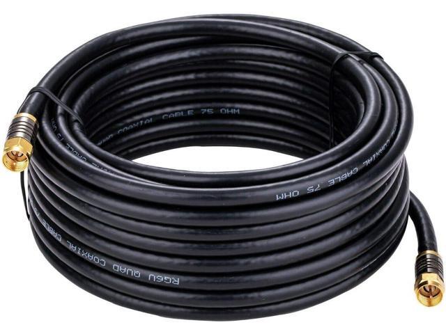 Cables Direct Online RG6 Quad Shield Black Coaxial Cable 15ft Durable, High-Performance, Signal Protection