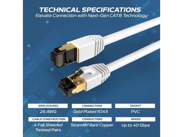 Cables Direct Online Cat8 Black 5FT Ethernet Patch Cable 40Gbps 2000MHz SFTP 26AWG Shielded Copper RJ45