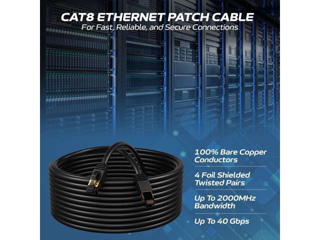 Cables Direct Online Cat8 Black 5FT Ethernet Patch Cable 40Gbps 2000MHz SFTP 26AWG Shielded Copper RJ45
