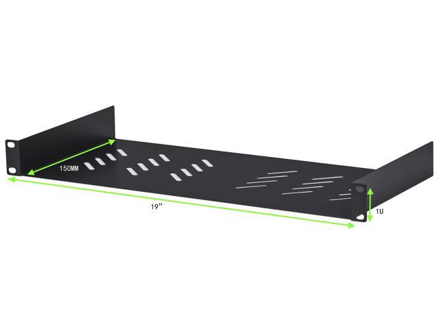 Cables Direct Online Universal 19' 1U Rack Tray, 6' Deep, No Lip, 150mm - Mount for Servers, Network Gear, and Electronics