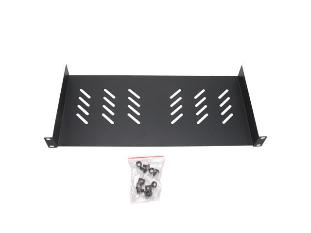 Cables Direct Online Universal Vented 1U 19' Rack Mount Shelf 8' (210mm) Deep, No Lip, Durable & Ventilated for Servers & Equipment