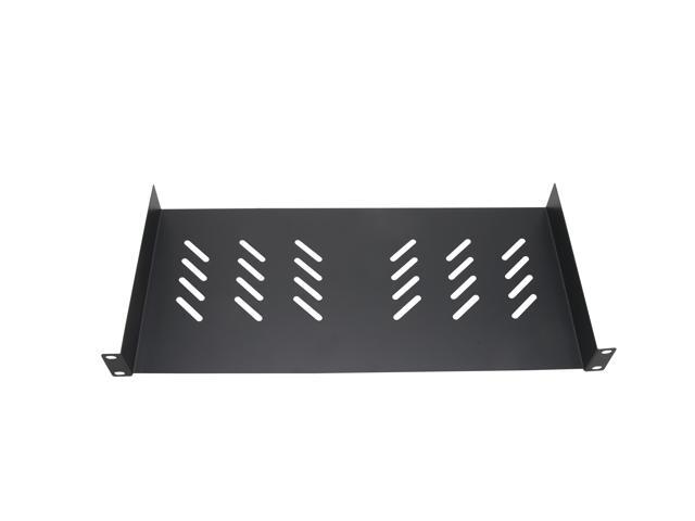Cables Direct Online Universal Vented 1U 19' Rack Mount Shelf 8' (210mm) Deep, No Lip, Durable & Ventilated for Servers & Equipment