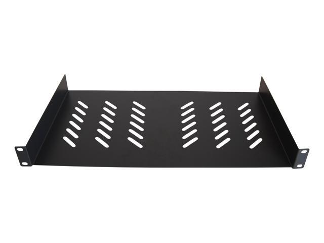 Cables Direct Online Universal Vented 1U 19' Rack Mount Shelf 10' (250mm) Deep, No Lip, Durable & Ventilated for Servers & Equipment