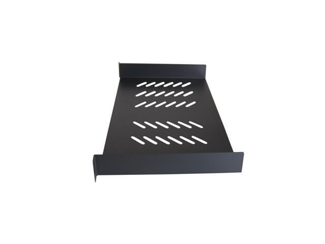 Cables Direct Online Universal Vented 1U 19' Rack Mount Shelf 10' (250mm) Deep, No Lip, Durable & Ventilated for Servers & Equipment
