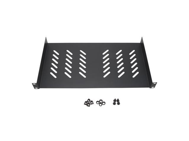 Cables Direct Online Universal Vented 1U 19' Rack Mount Shelf 10' (250mm) Deep, No Lip, Durable & Ventilated for Servers & Equipment